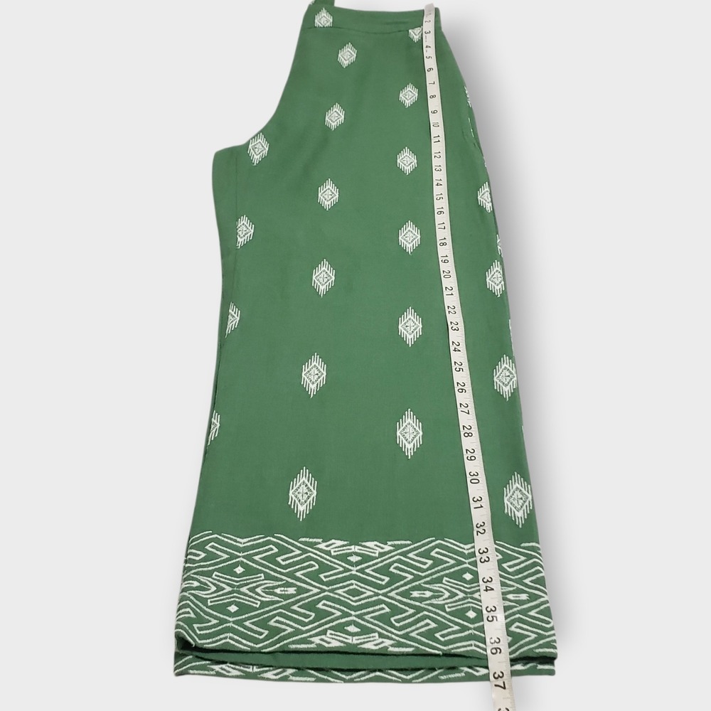 NWT Soft Surroundings Green Embroidered Linen Blend Wide Leg Crop Pants Small - Picture 11 of 12
